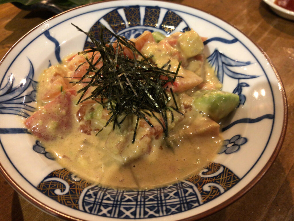 アボカドとトマトのワサマヨ和え